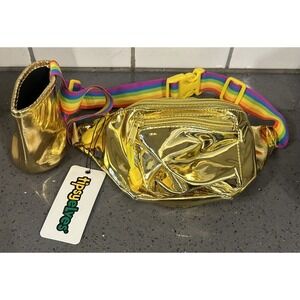 New Shiny Gold Rainbow Pride Fanny‎ Pack Purse Tipsy Elves NWT St. Patrick's Day
